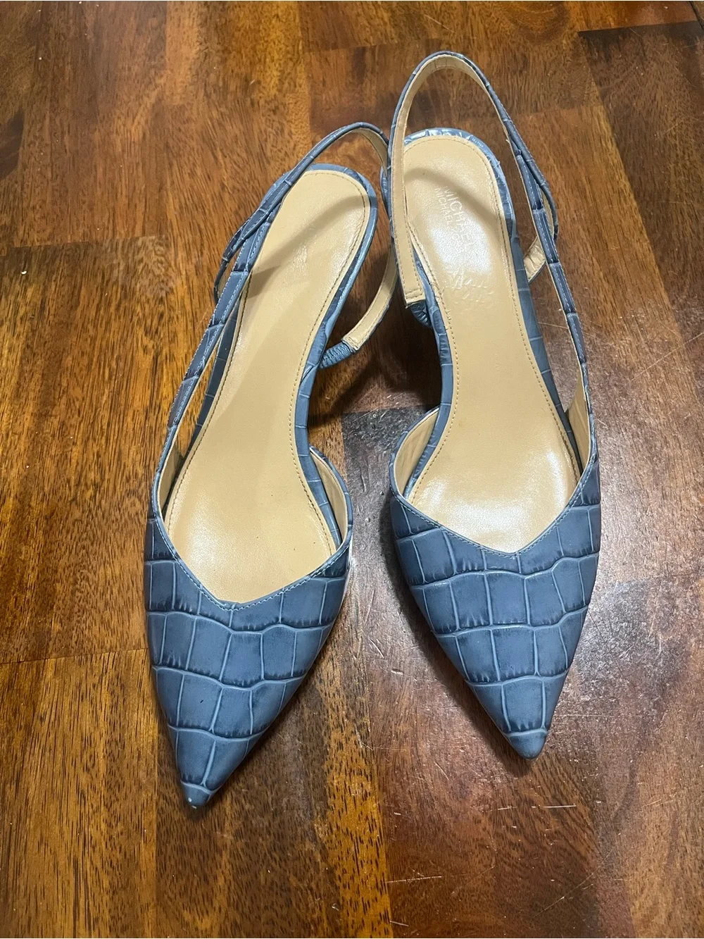 Michael Kors Light Blue Sling Back Pointed Toe Heels 8.5